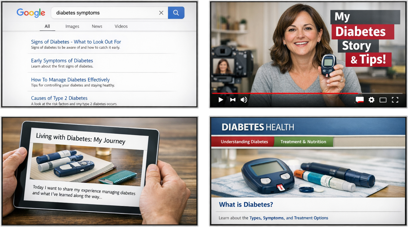 smattering of search results for diabetes health